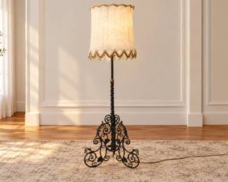 Vintage Wrought Iron Floor Lamp