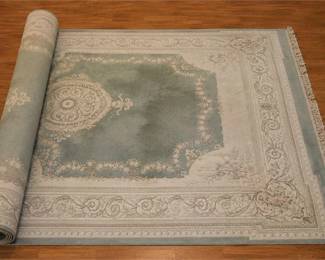 Indian Handmade Teal Central Field Area Rug
