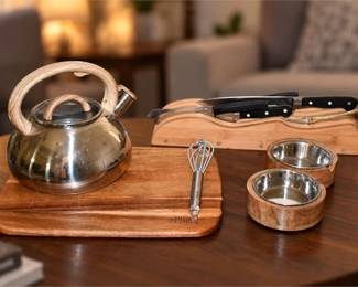 Group Stainless Steel & Wooden Kitchen Vintage Display