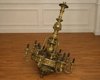 Antique-Style Gilt Brass Chandelier