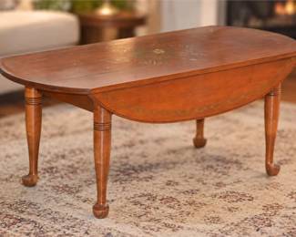 Faint Floral Wooden Drop-Leaf Coffee Table