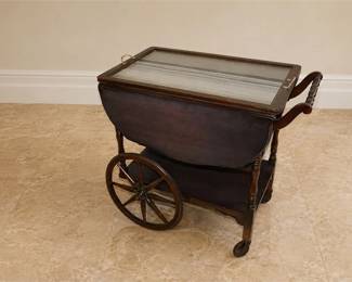 Antique Wooden Drop-Leaf Tea Cart