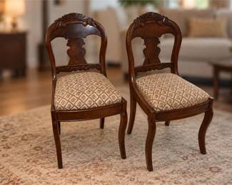 Pair of Antique Mahogany Dining Side Chairs