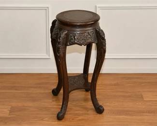 Antique Carved Hardwood Plant Stand