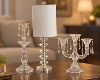 Three (3) Glass Decorative Table Pieces
