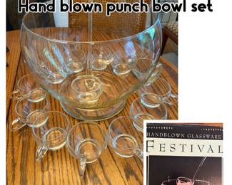 Hand blown Punchbowl set