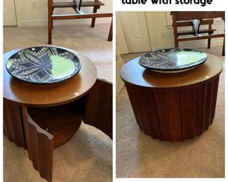 Mid-century modern round table with storage