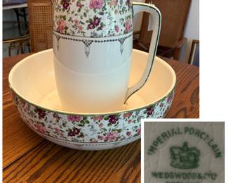 Porcelain Pitcher and bowl by Wedgewood
