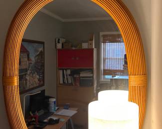 Woven oval mirror
