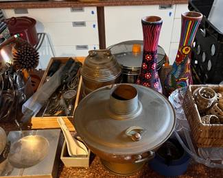 Copper hot pot, vases, and stuff