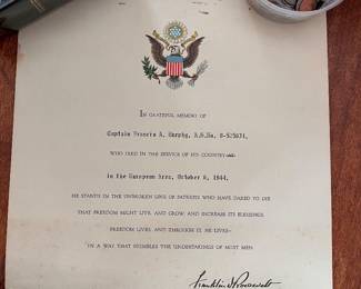 FDR Signed fallen soldier letter 1944