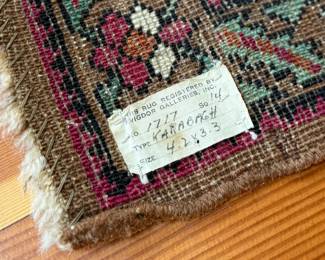 This lot features a late 19th century Karabagh Christian prayer rug. Hand knotted wool, tan floral vine border, and measures 51” x 38”. Condition report and fair market appraisal from 22/23 provided in photos.