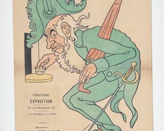 “Salon Des Cent”, an original color lithograph and letterpress poster by listed artist, Henri-Gustave Jossot circa 1894. Comes professionally framed and measures in frame, 29.25” H x 22” W. Accompanied with a condition report and fair market appraisal as shown in photos.