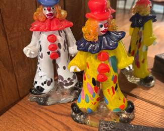 Vintage Zelezny Brod Art Glass Clown Figurines