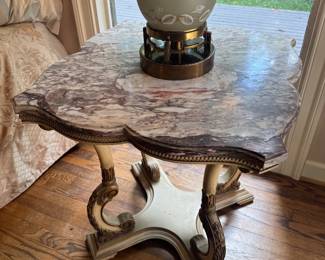 French Provincial Marble Topped Side Table (24"W x 24"D x 27"H - 2 Available) 