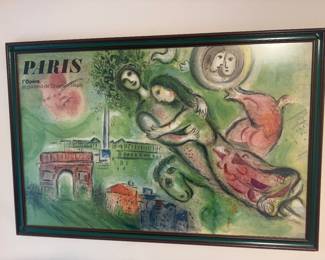 Framed Vintage Lithograph Poster of "Romeo and Juliet" adapted from Marc Chagall