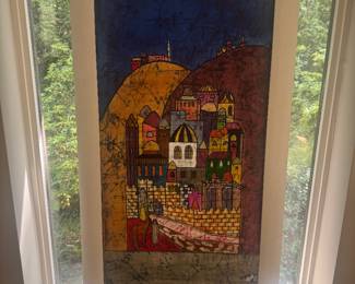 Framed Original Mixed Media on Burlap of Jerusalem - Unsigned 