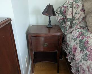 Mahogany Side Table and Purple Slag Lamp