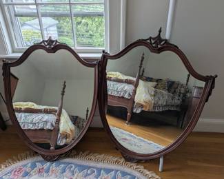 Mahogany Crest Mirror Set of 2
