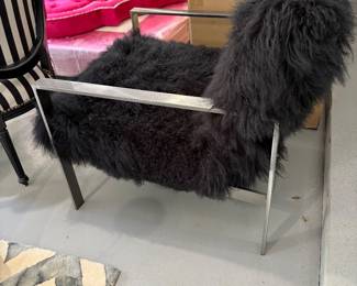 RH furry chrome frame chair