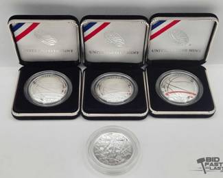 2242  4 2020 Basket Ball Hall of Fame Silver Dollars
