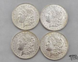 2612  4 1921 Morgan Silver Dollars
