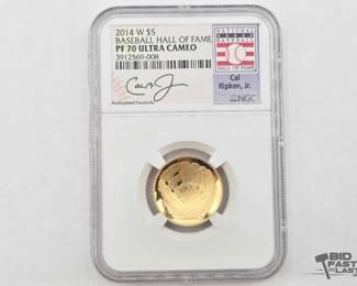 1903 2014 $5 Gold National Baseball Hall Of Fame Coin