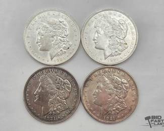 2620  4 1921 Morgan Silver Dollars