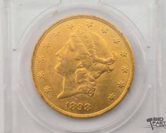 1905 1898 Liberty Head Double Eagle $20 Gold Coin