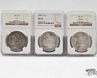 2546  3 1884 Morgan Silver Dollars