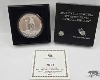 2062 2013 Perrys Victory International Peace Memorial 5oz Silver Quarter