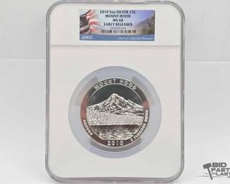 2010  Graded 2010 Mount Hood National Park 5oz Silver Quarter