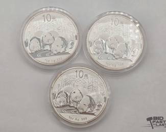 2344  2 2013 Chinese Panda 1 oz .999 Silver Coins