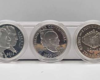 3024  3 Commemorative Silver Rounds 90 Silver
