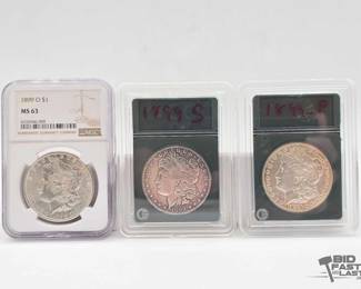 2564  3 1899 Morgan Silver Dollars