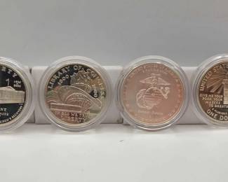 3018  4 Commerative Silver Dollars 90 Silver