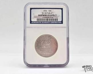 2660  1856 Seated Liberty Hald Dollar SS Republic Shipwreck Effect