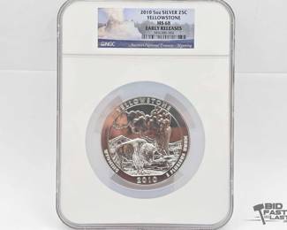 2012  Graded 2010 Yellowstone National Park 5oz Silver Quarter