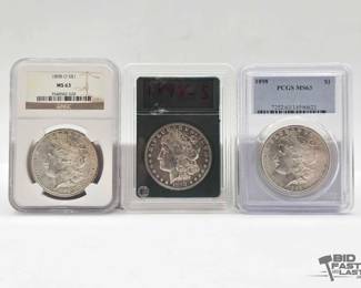 2562  3 1898 Morgan Silver Dollars