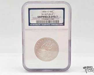 2662  1856 Seated Liberty Half Dollar SS Republic Shipwreck Effect