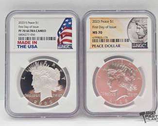 2231  2 Graded 2023 Silver Peace Dollars