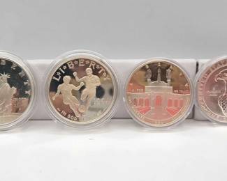 3014  4 Commerative Silver Dollars 90 Silver