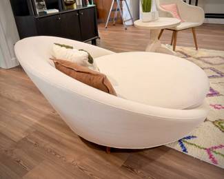 Milo Baughman off-white settee 58"w x 54"d