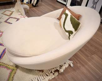 Milo Baughman off-white settee 58"w x 54"d