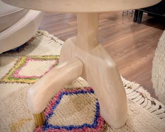 One of two Casey McCafferty bleached ash/brass side tables