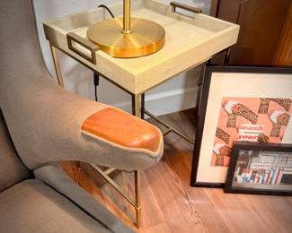 Shagreen and brass side table