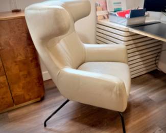 Havana wing chair and Milo 6-drawer desk (made with reclaimed wood)