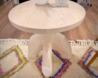 One of two Casey McCafferty bleached ash/brass side tables