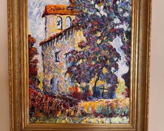 Colorful oil on canvas, signed Barnes