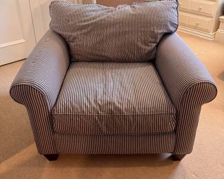 Striped chair & ottoman by Allen White
